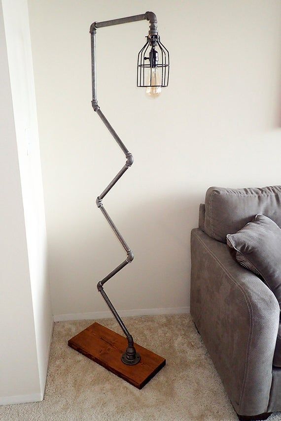 Modern Industrial Pipe Floor Lamp with Vintage Edison Bulb -   19 diy Lamp stand ideas