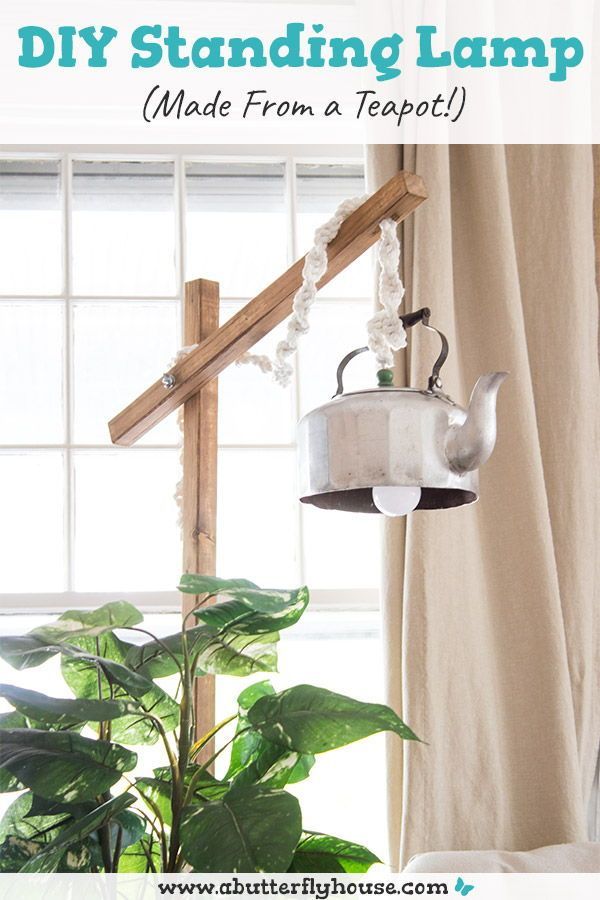 DIY Standing Lamp (From a Teapot!) - A Butterfly House -   19 diy Lamp stand ideas