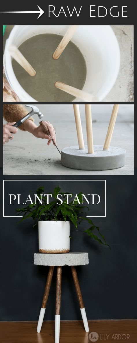 Raw Edge Concrete Plant Stand -- DIY --->> TUTORIAL -   19 diy Lamp stand ideas