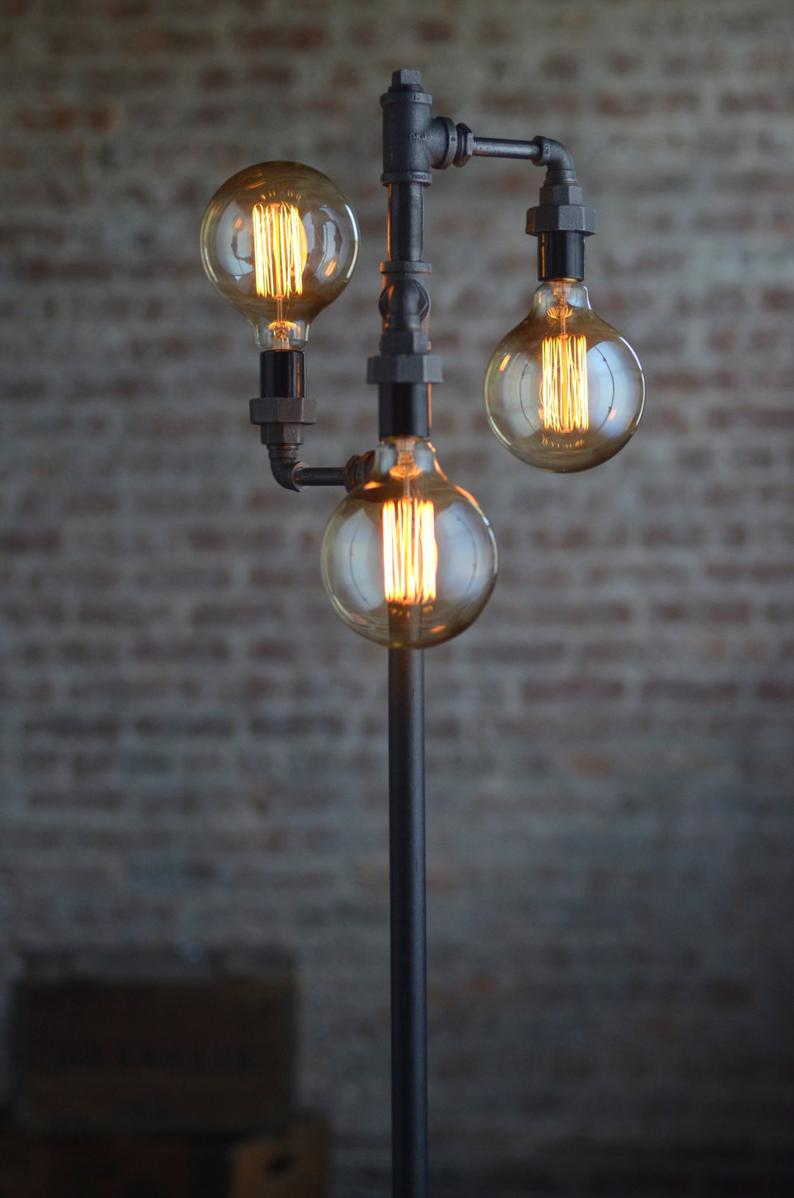 Edison Bulb Floor Lamp  Industrial Furniture  Standing Light | Etsy -   19 diy Lamp stand ideas