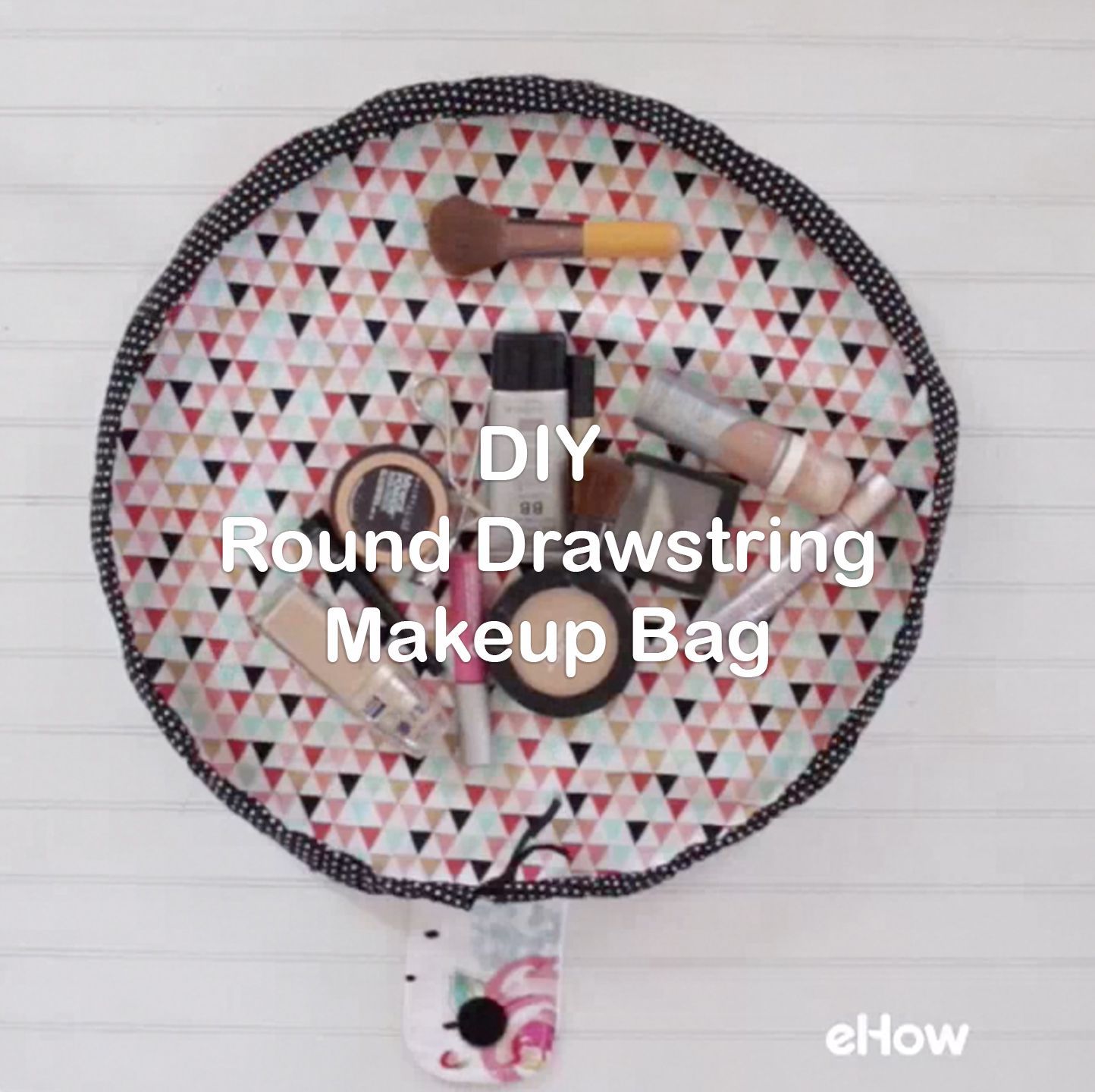 DIY Round Drawstring Makeup Bag -   19 diy Makeup bag ideas