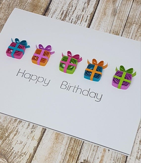 Paper Quilled Happy Birthday Card - 5x6.5 -   19 diy Paper cards ideas