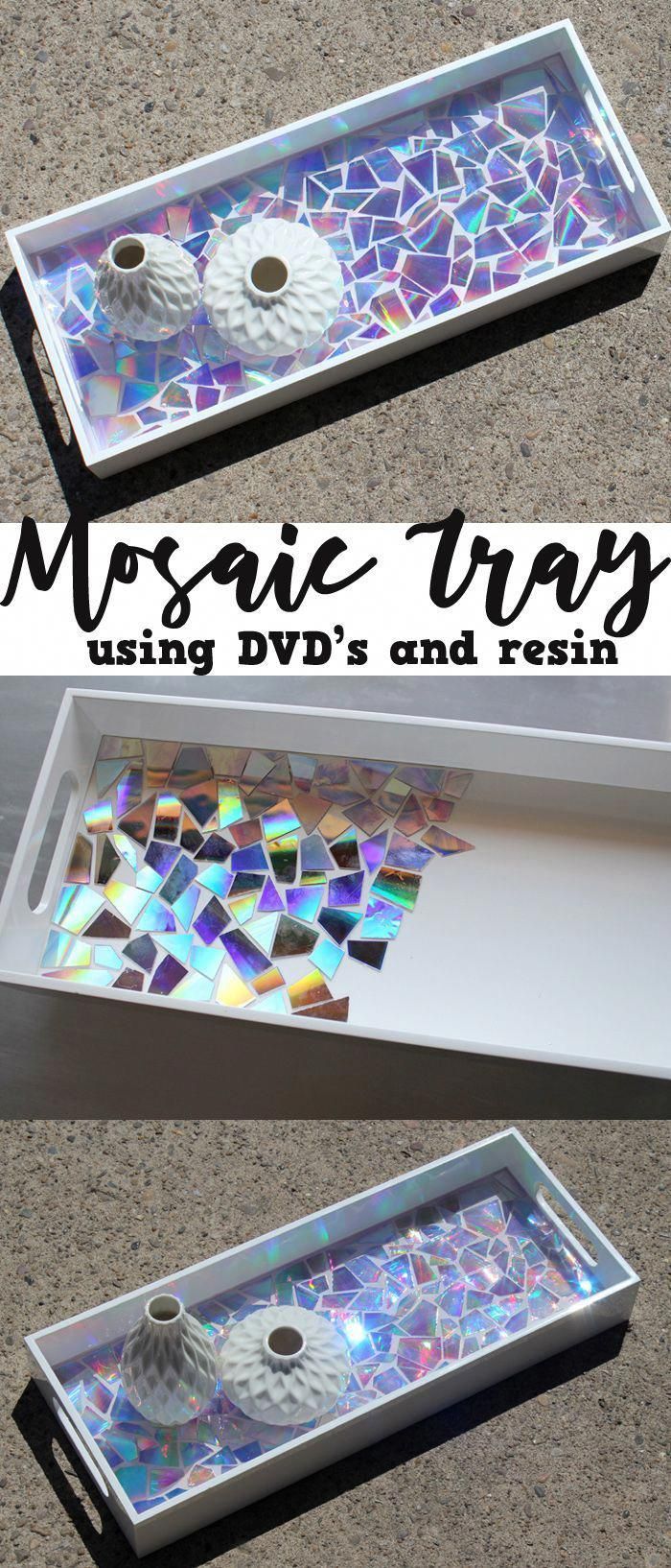 This DVD Mosaic High Gloss Resin Tray makes a statement! -   20 diy Art crafts ideas