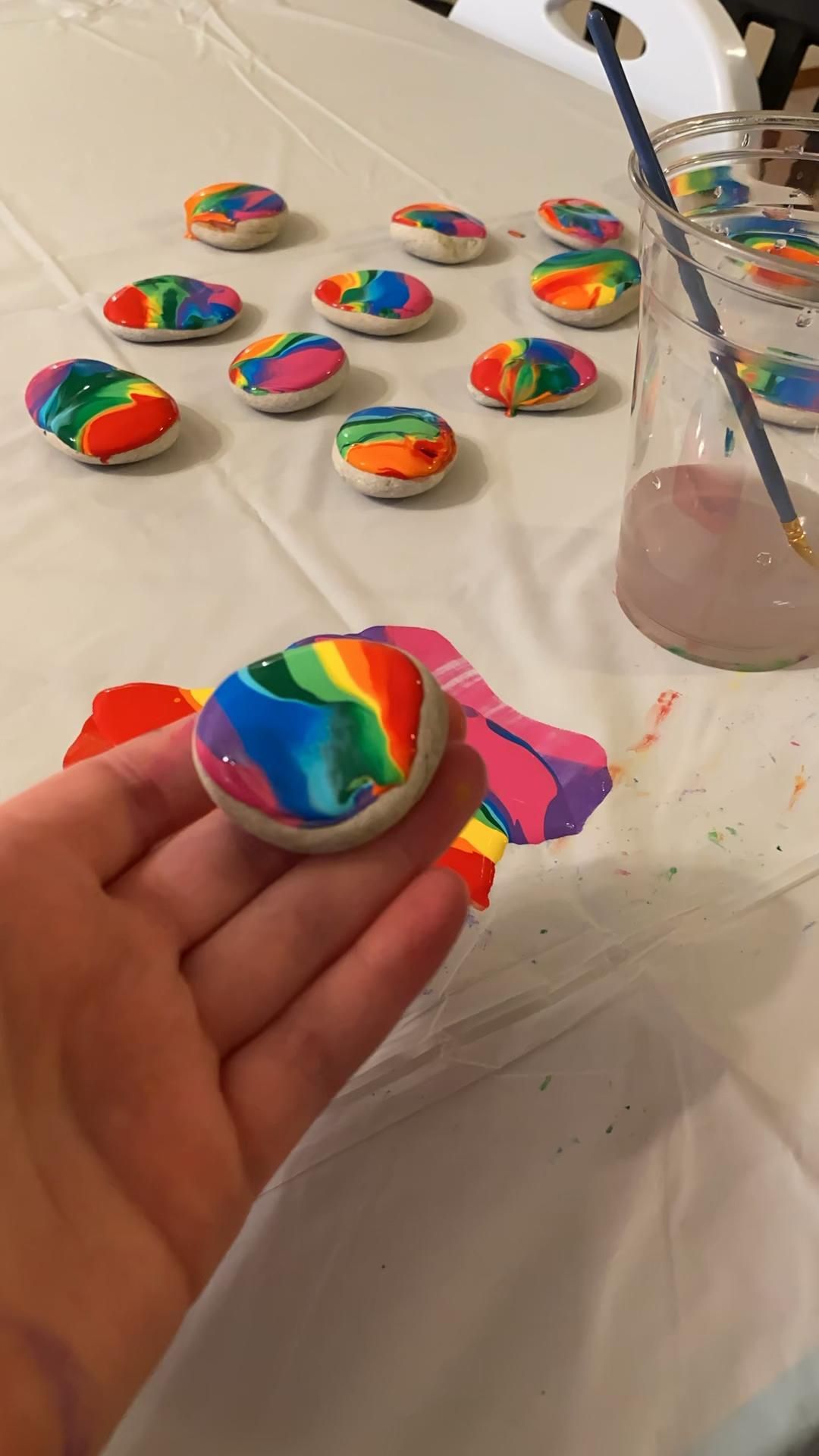 Rainbow Rock Dipping Technique by Tresa's Treasures -   20 diy Art crafts ideas