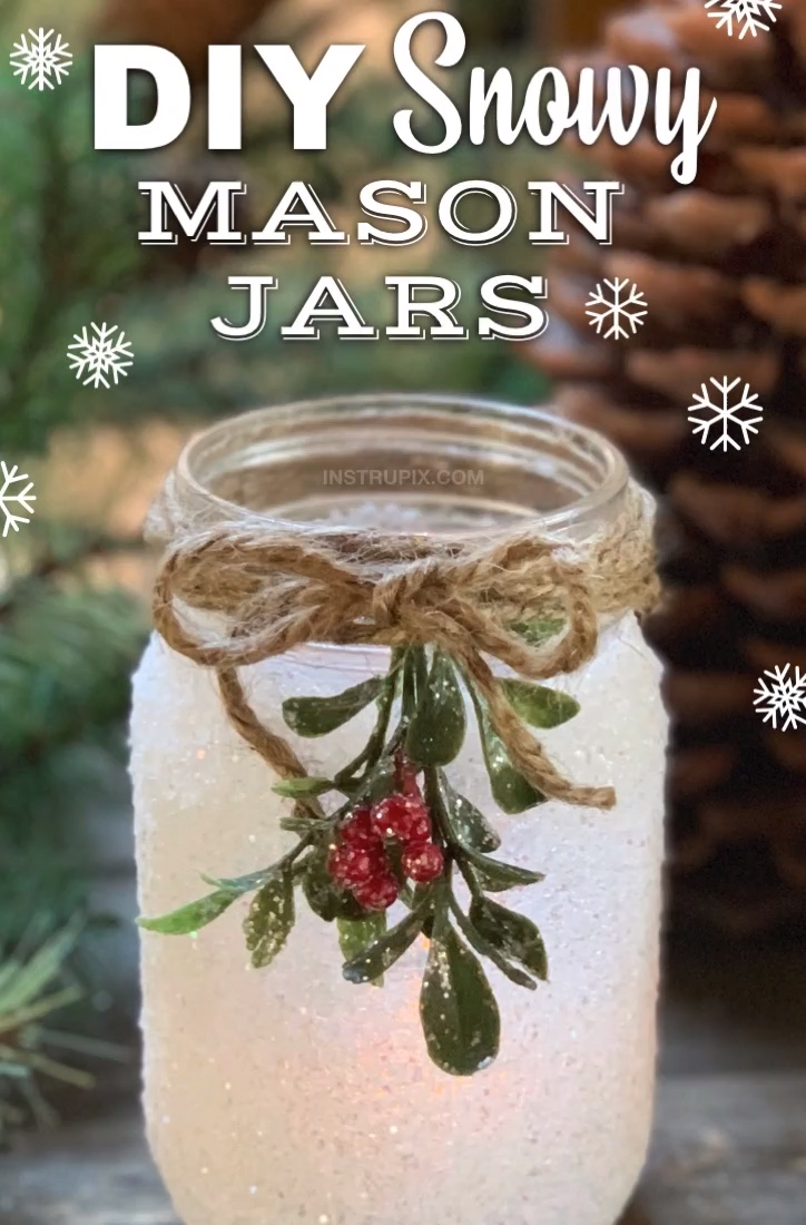 DIY Snowy Mason Jar Luminaries (Fun & Easy Christmas Craft Idea!) -   25 diy Christmas videos ideas