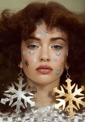 Vintage Christmas Beauty Editorial- Bows, Glitter, Metallic, Holiday Makeup, 50's, 60's, 70's -   15 70s beauty Editorial ideas