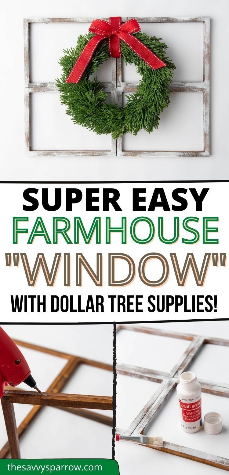 Easy DIY Christmas Decor with Dollar Tree Supplies - Rustic Farmhouse Window Decor! -   16 xmas crafts decorations dollar stores ideas