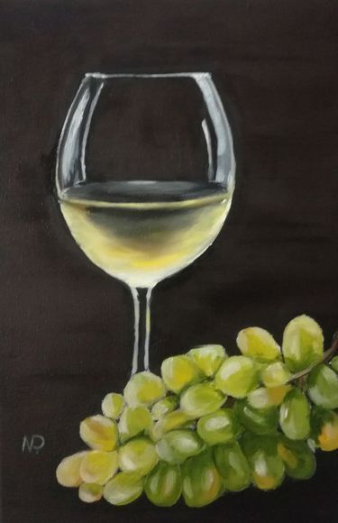 Wine and grapes, Still life, original oil painting -   17 beauty Life painting ideas
