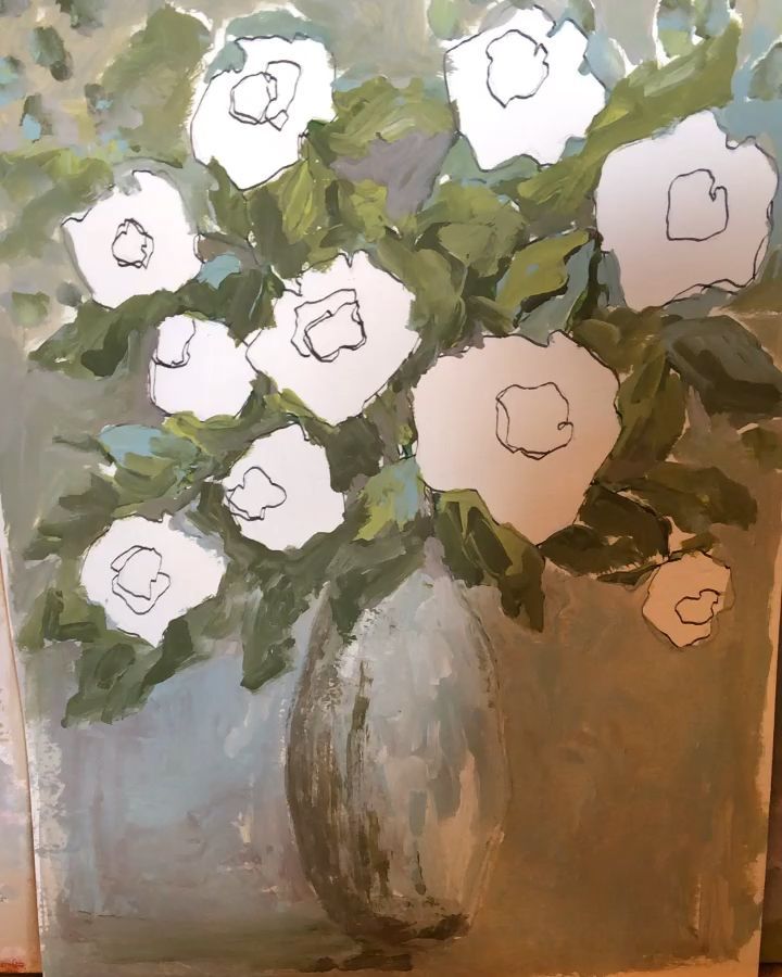 Painting white roses by artist Allyson Hartt. -   17 beauty Life painting ideas
