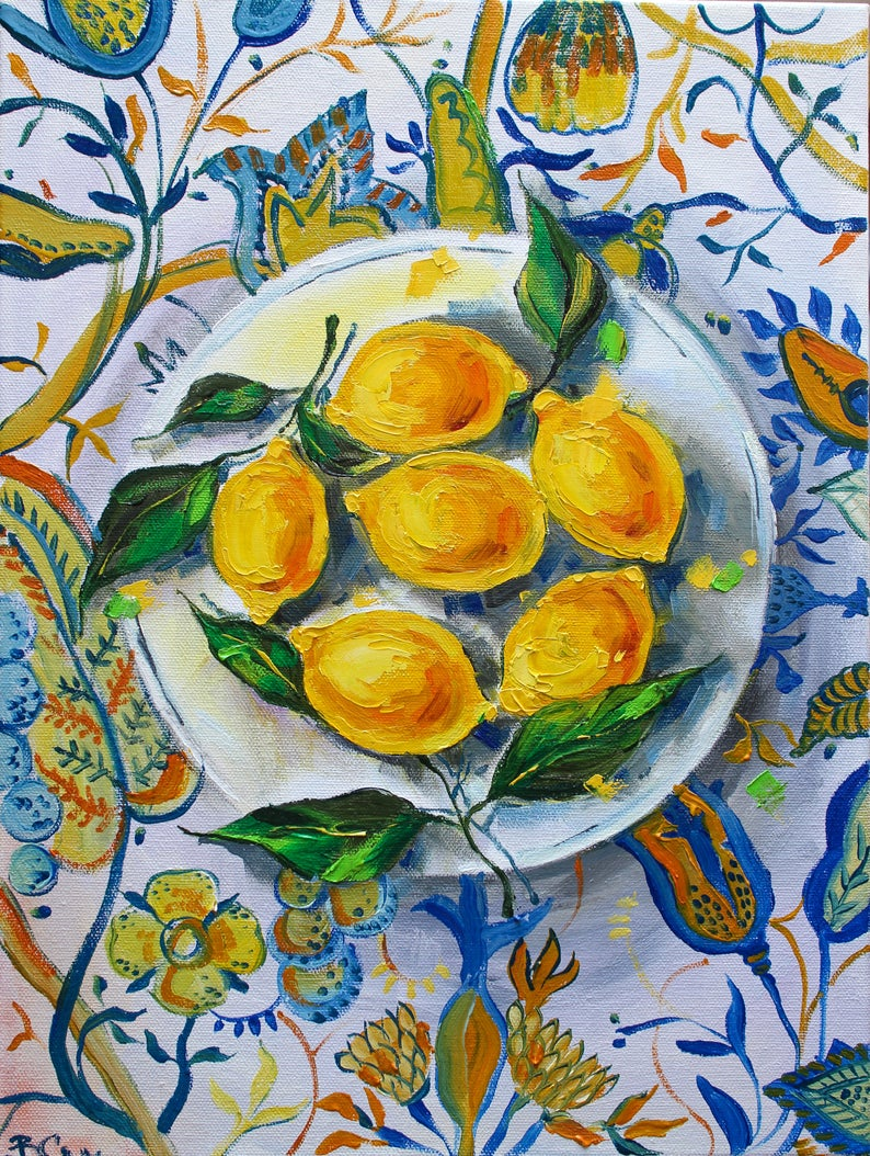Lemons oil painting Still life painting oil Oil painting | Etsy -   17 beauty Life painting ideas