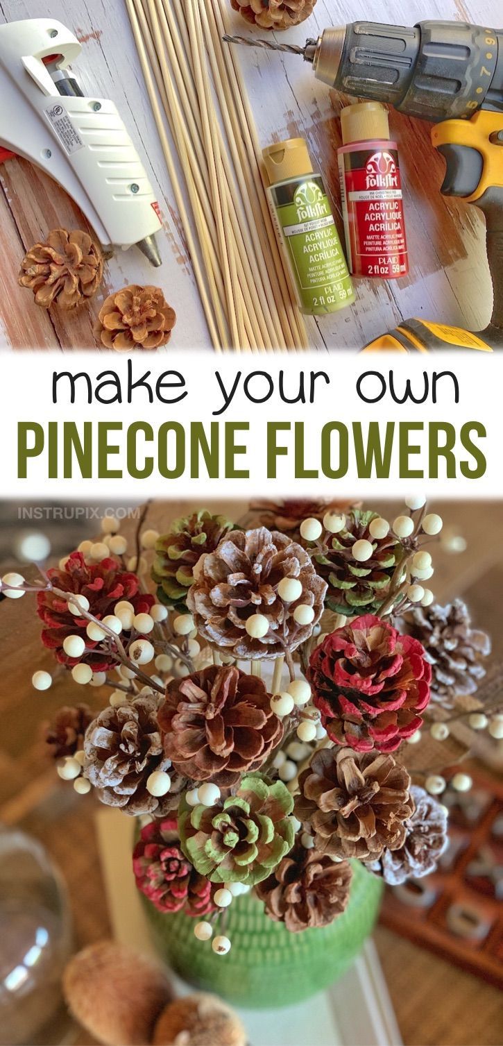 DIY Pinecone Flowers With Stems (Easy Holiday Decor Idea!) -   17 diy projects to try crafts ideas