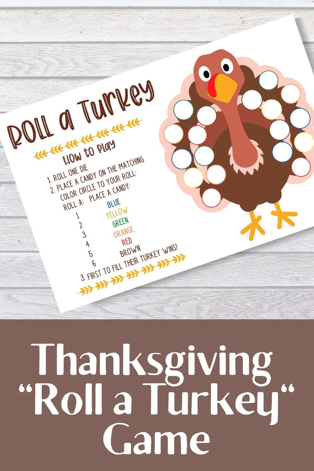 Roll a Turkey Thanksgiving Kids Game -   17 diy thanksgiving centerpieces for kids ideas