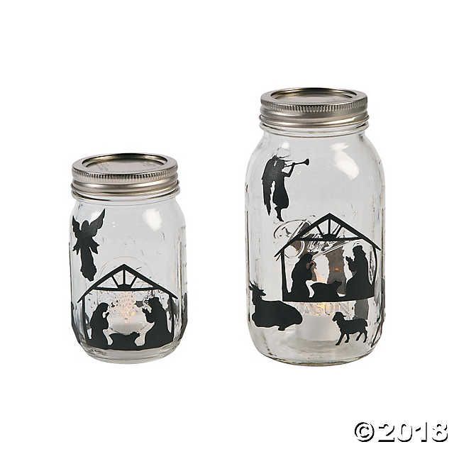 Nativity Mason Jar Decals | Oriental Trading -   17 fabric crafts christmas mason jars ideas