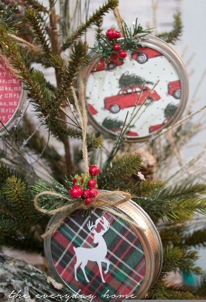 DIY Mason Jar Lid Christmas Ornaments -   17 fabric crafts christmas mason jars ideas