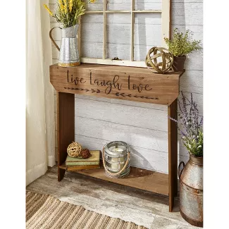 Lakeside Farmhouse Sentiment Console Table with Live Laugh Love Inscribed -   17 farmhouse decorations for living room ideas