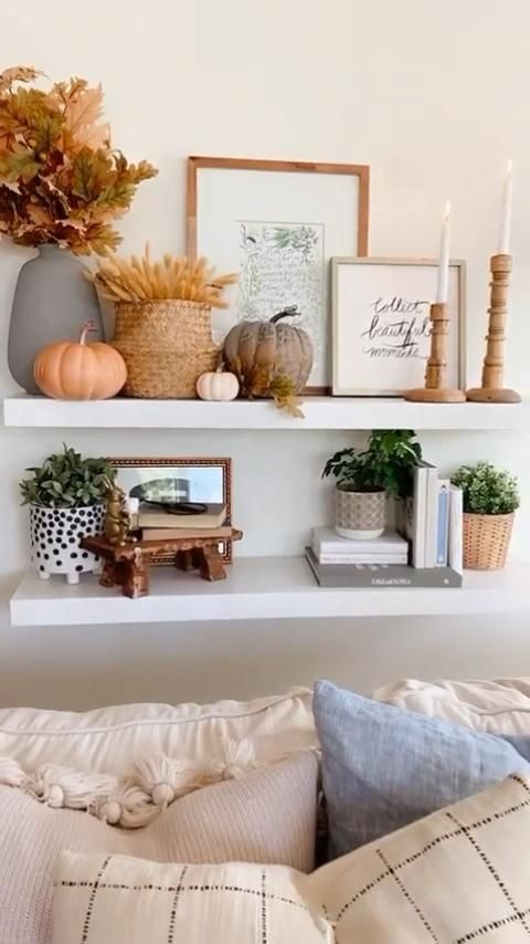 Fall shelf decor, fall decor for living room -   17 farmhouse decorations for living room ideas