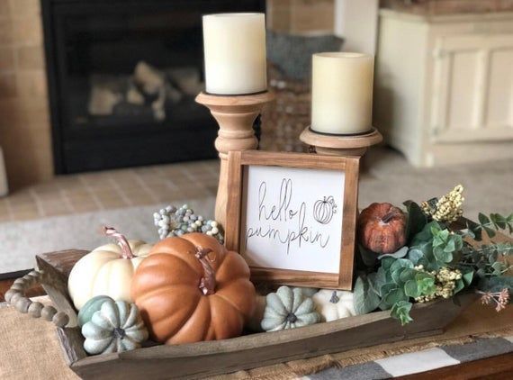 Hello pumpkin sign, fall sign, autumn sign, gift in 2020 | Neutral fall decor, Farmhouse fall decor, -   17 home decor diy thanksgiving ideas