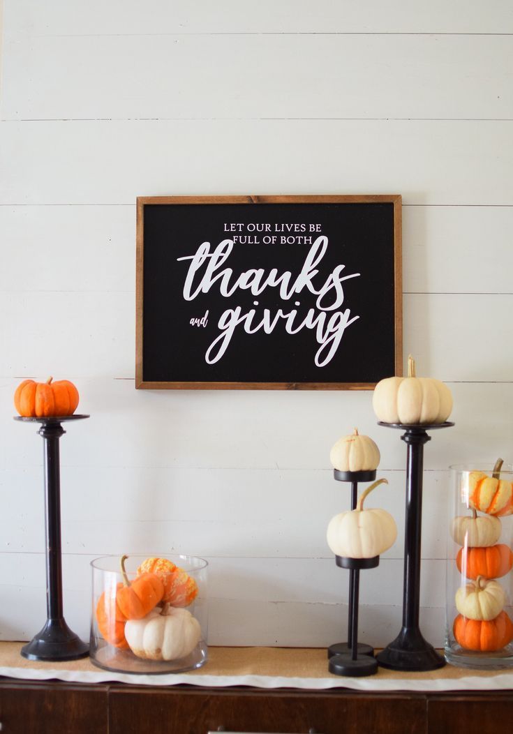 THANKS and GIVING Farmhouse Style Sign  in Black    Fall Sign | Etsy -   17 home decor diy thanksgiving ideas