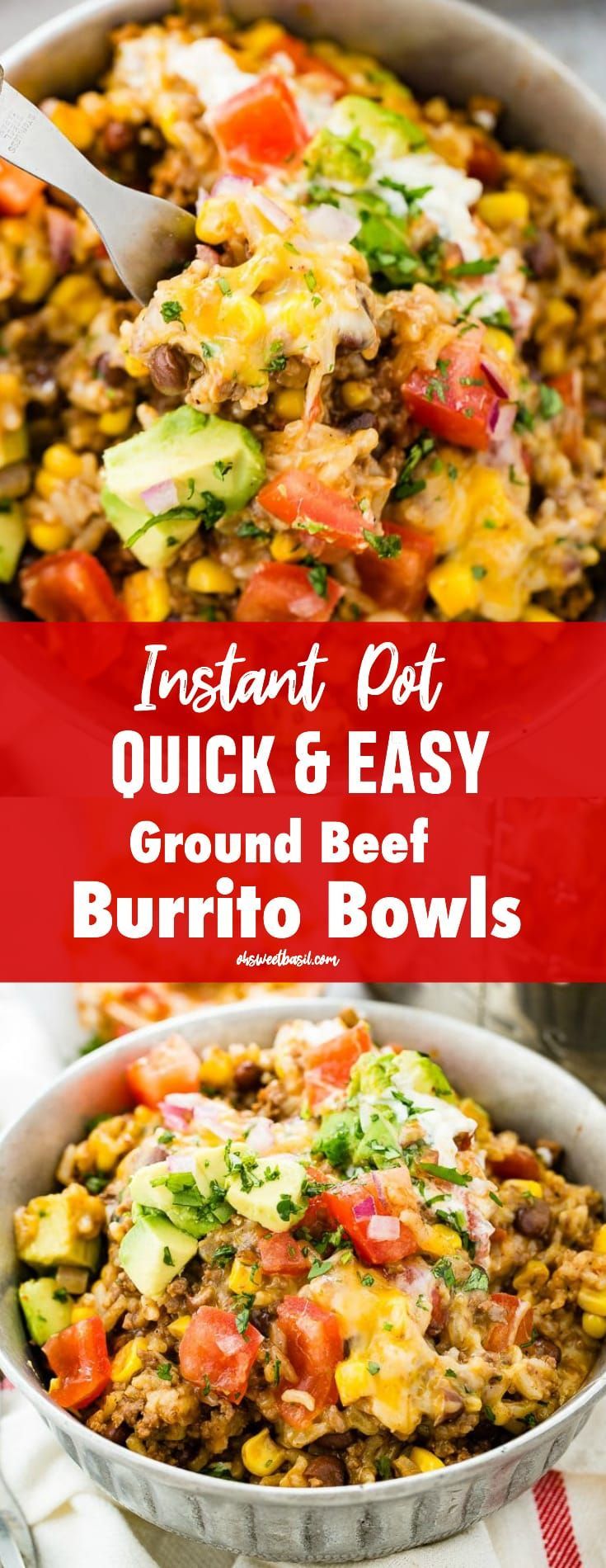 Instant Pot Ground Beef Burrito Bowls - Oh Sweet Basil -   17 instant pot recipes healthy family dinners beef ideas