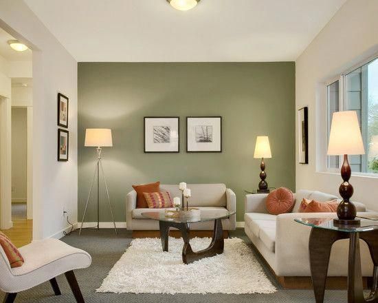 Wonderful Sage Green Living Room Ideas: Contemporary Living Room With Terra Cott... -   17 sage green living room walls ideas