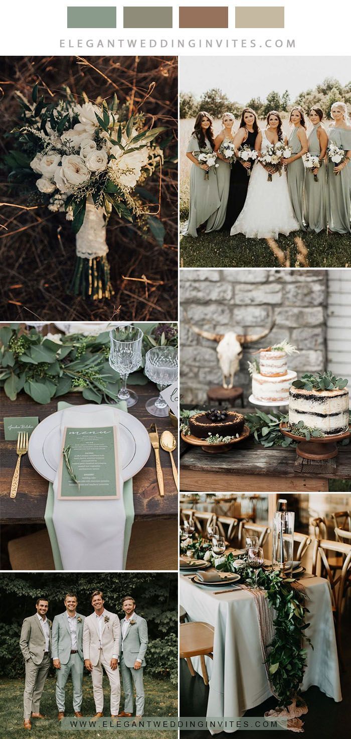 Top 10 Steal-Worthy Neutral Wedding Color Combos to Inspire This Year - Elegantweddinginvites.com Blog -   17 sage green wedding party ideas