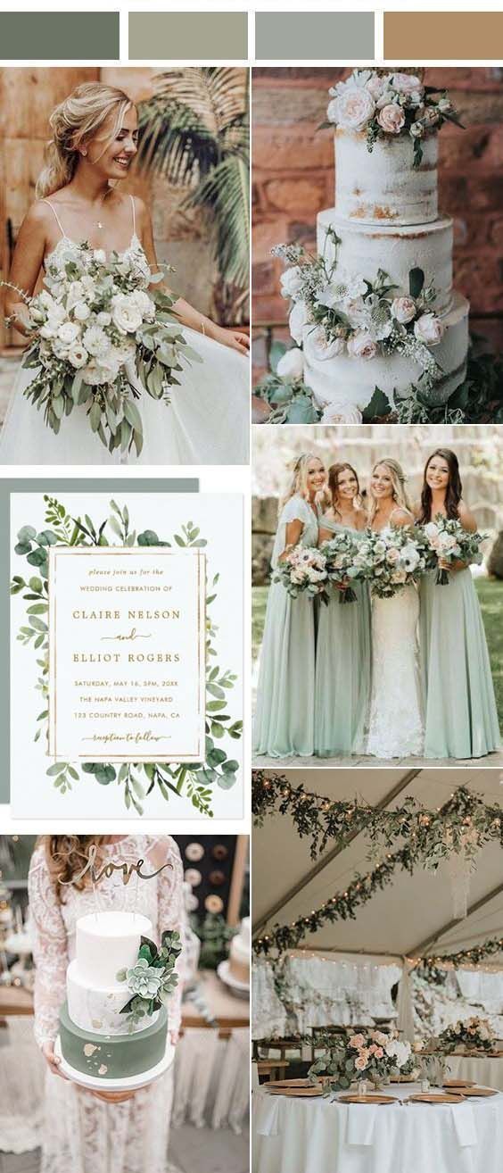 Botanical Gold Greenery Wedding Invitation -   17 sage green wedding party ideas