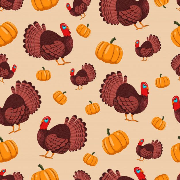 Turkey Bird And Pumpkin Seamless Pattern For Holiday Thanksgiving. Cartoon For Wallpaper, Wrapping, Packing, And Backdrop. -   17 thanksgiving wallpapers aesthetic ideas