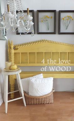 YELLOW FRENCH COUNTRY BED FRAME - painting an antique -   18 diy Bed Frame painting ideas