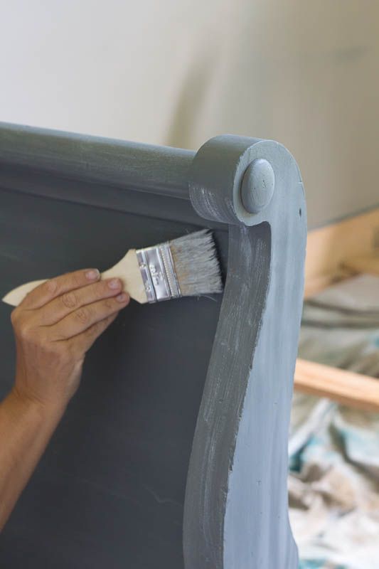 Sleigh Bed Makeover With Chalk Mix and Paint - Savvy Apron -   18 diy Bed Frame painting ideas