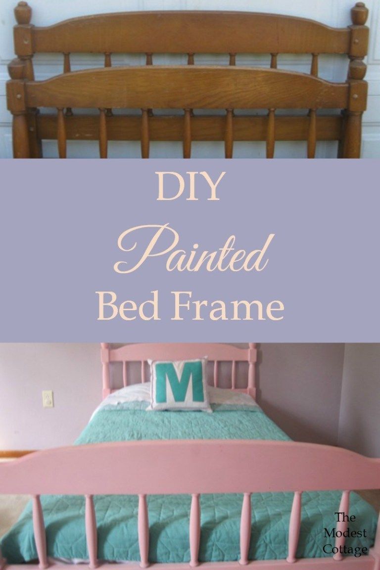 DIY Painted Bed Frame - The Modest Cottage -   18 diy Bed Frame painting ideas