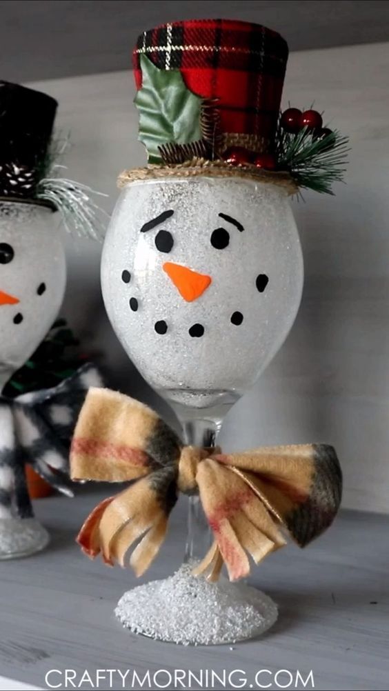 Wine Glass Snowmen - Crafty Morning -   18 diy christmas decorations dollar store for kids ideas
