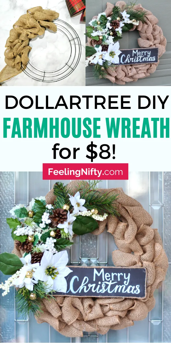 $8 DIY Christmas Burlap Wreath for Front Door using Dollartree Items! -   18 diy christmas decorations dollar tree 2020 ideas