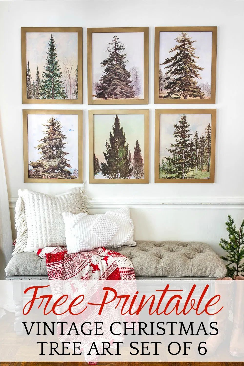 Vintage Christmas Tree Gallery Wall Printable Set - Bless'er House -   18 diy christmas decorations for home wall ideas