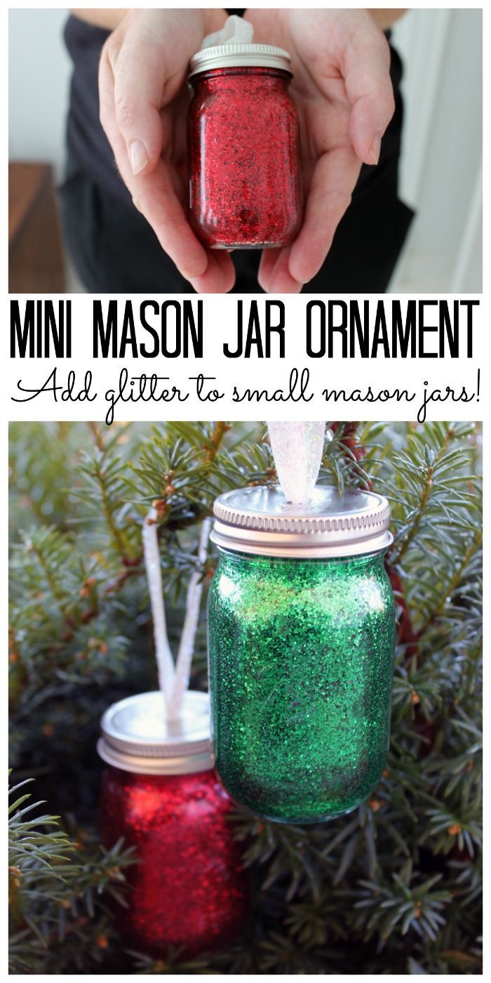 DIY Glitter Mini Mason Jar Ornament -   18 diy Christmas mason jars ideas