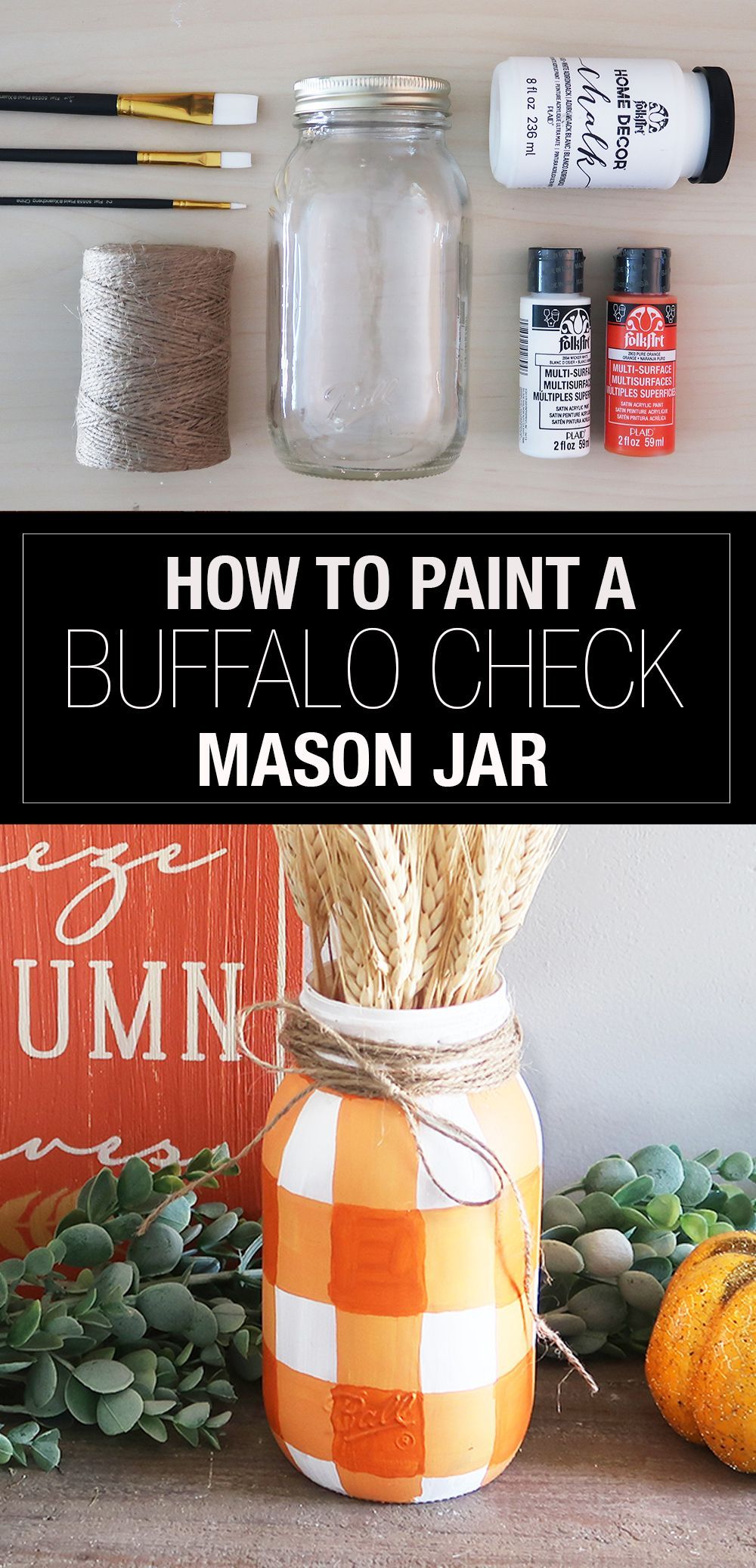 How to Paint a Buffalo Check Mason Jar - Weekend Craft -   18 diy Christmas mason jars ideas