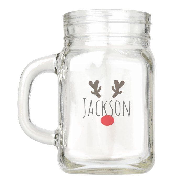Personalized Red-Nosed Reindeer Mason Jar -   18 diy Christmas mason jars ideas