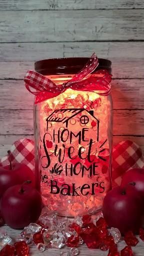 Personalized LED color changing Jenni Jar home sweet home -   18 diy Christmas mason jars ideas