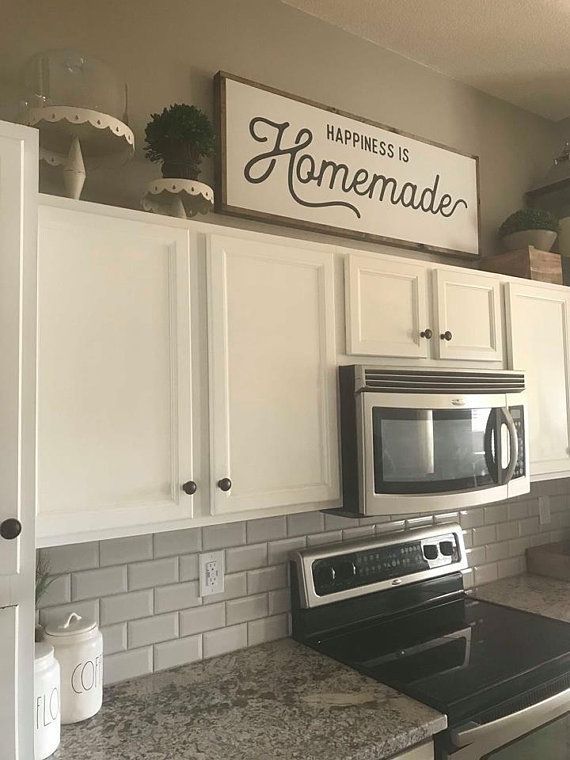 Happiness is Homemade / Wood Sign / Kitchen Sign / Homemade / Farmhouse Sign / Wall Decor / Living R -   18 farmhouse decorations for above kitchen cabinets ideas