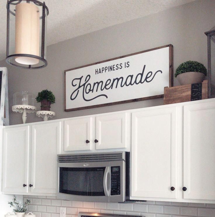 Happiness is Homemade / Wood Sign / Kitchen Sign / Homemade / Farmhouse Sign / Wall Decor / Living Room Sign -   18 farmhouse decorations for above kitchen cabinets ideas