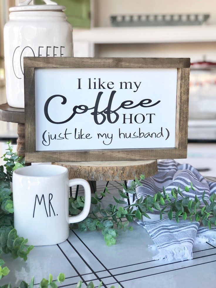 Coffee bar sign  I like my coffee hot  like my husband | Etsy -   18 farmhouse decorations ideas