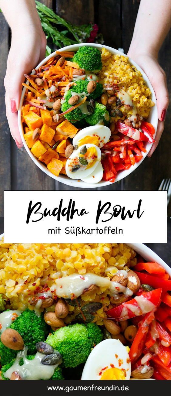 Clean Eating Rainbow Buddha Bowl mit Brokkoli, S??kartoffeln + Linsen -   18 fitness Food vegetarisch ideas