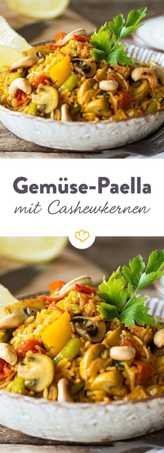 Bunte Gem?se-Paella mit ger?steten Cashewkernen -   18 fitness Food vegetarisch ideas