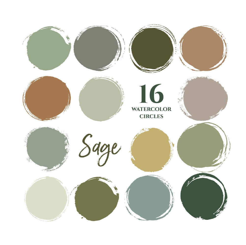 sage green earthy neutrals colors instagram story highlight icons iphone iOS 14 App Icons watercolor circles clipart branding kit -   18 sage green bedroom colour palettes ideas