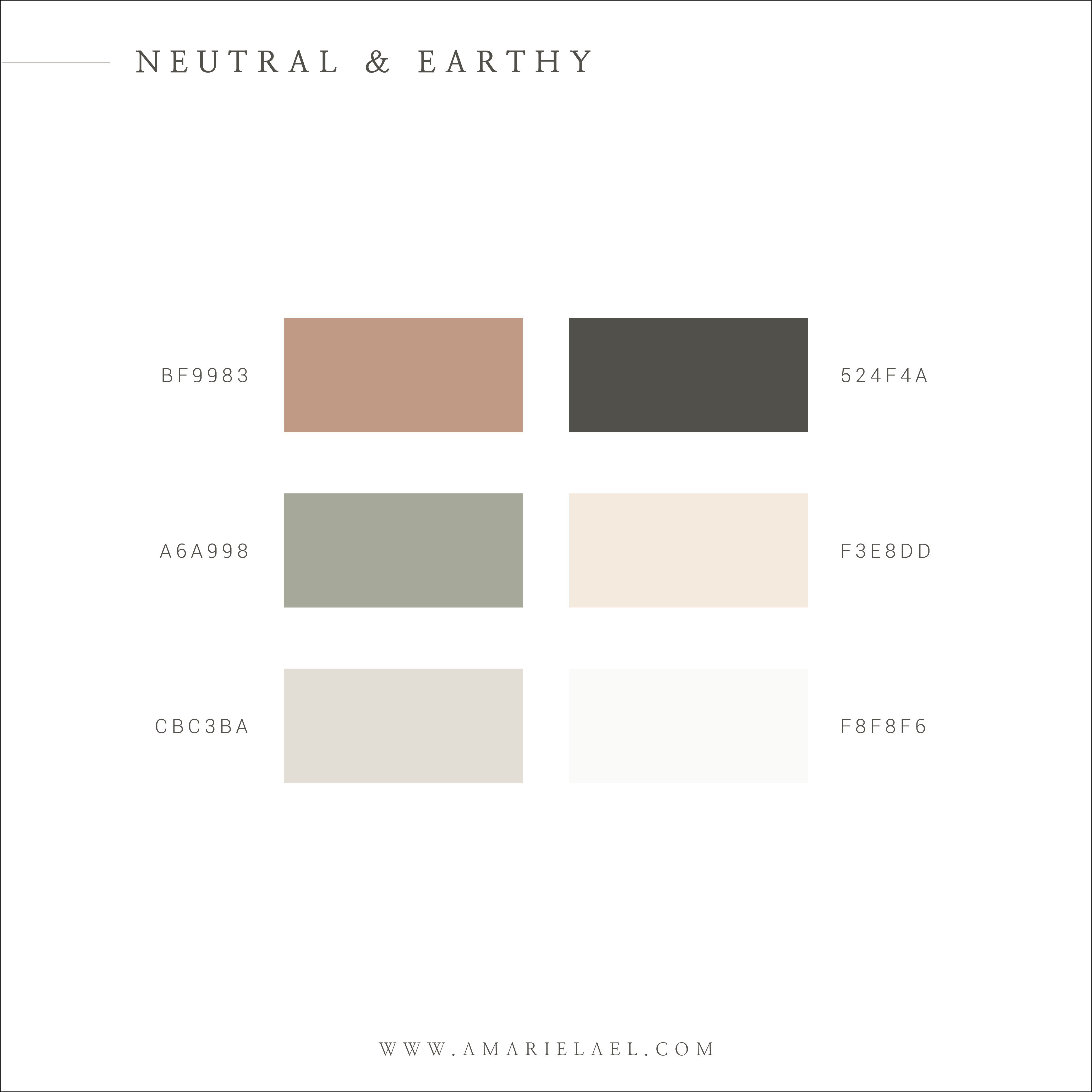 Neutral and earthy color palette inspiration // Amarie Lael Design -   18 sage green bedroom colour palettes ideas