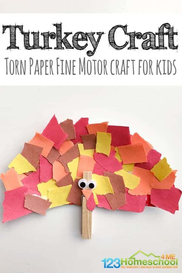 Torn Paper Turkey Craft -   18 thanksgiving crafts for kids toddlers ideas