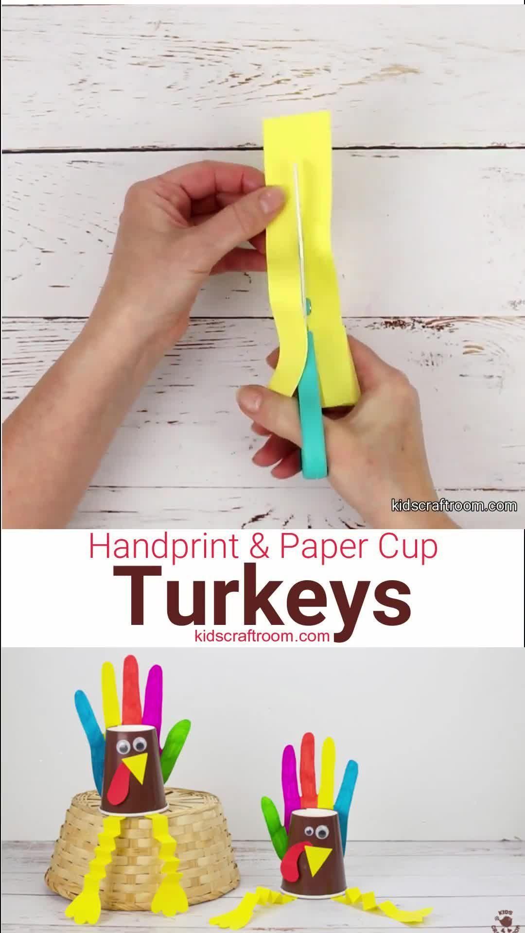 Handprint and Paper Cup Turkey Craft -   18 thanksgiving crafts for kids toddlers ideas