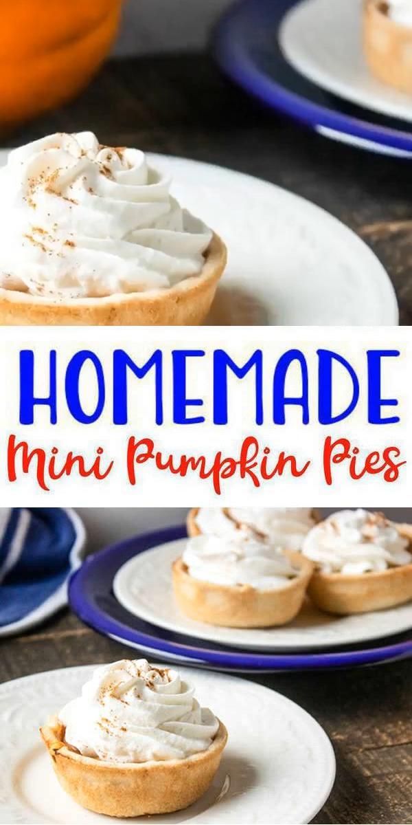 Easy Mini Pumpkin Pies – Best Homemade Pumpkin Pie Recipe – {Easy} Fall Recipes – Snacks – Desserts – Quick – Simple -   18 thanksgiving desserts pie minis ideas