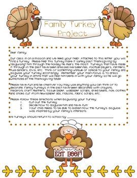 Family Turkey Project -   18 turkey disguise project template student ideas