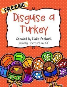 Disguise a Turkey Project Freebie -   18 turkey disguise project template student ideas