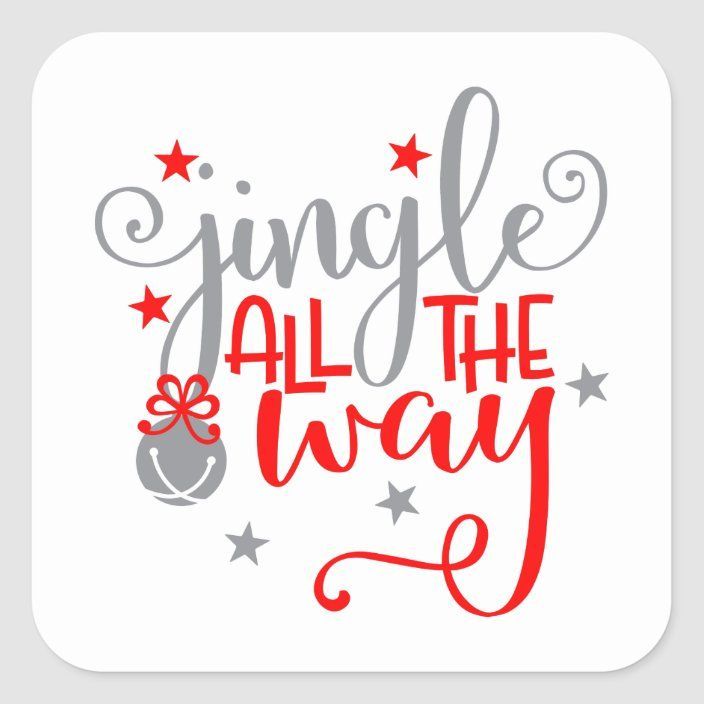 Jingle All The Way Christmas Bells Stars Square Sticker -   19 christmas ideas